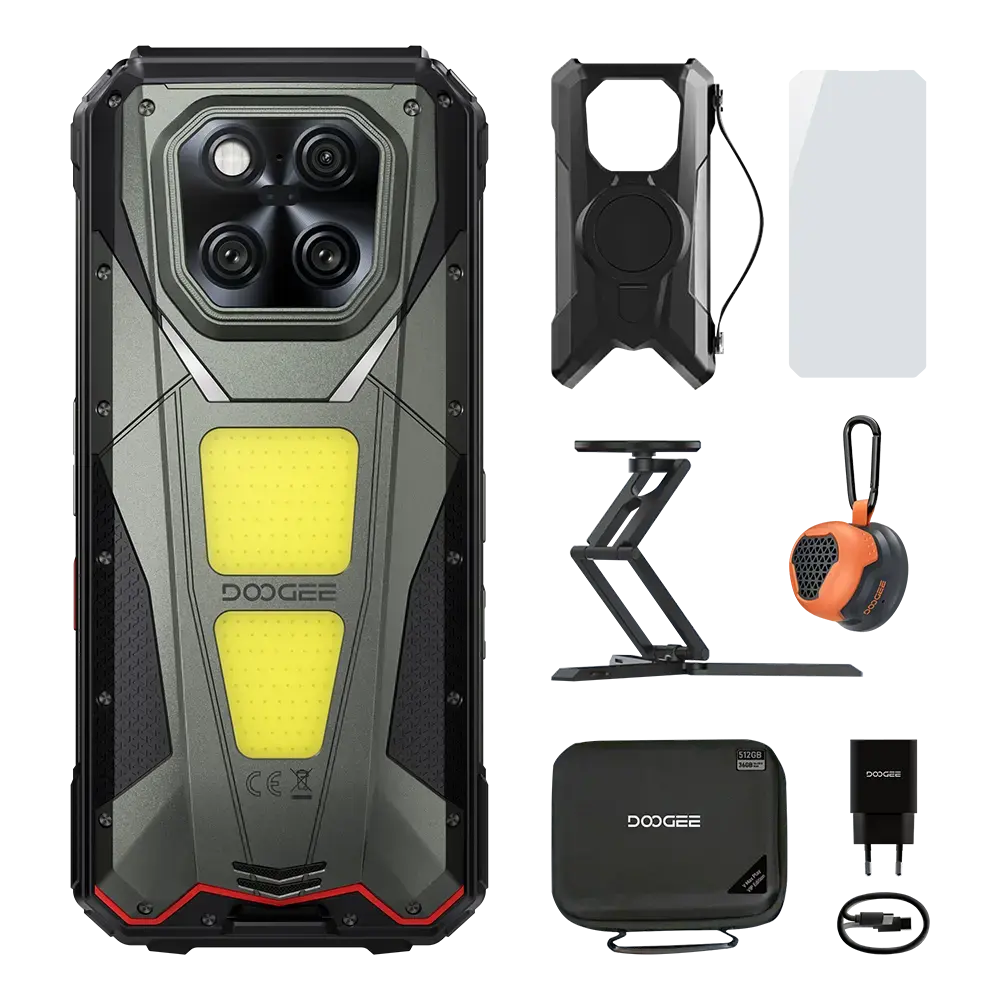 DOOGEE V Max Play 5G Rugged Android 15 Phone with 480P HD Portable Autofocus Projector